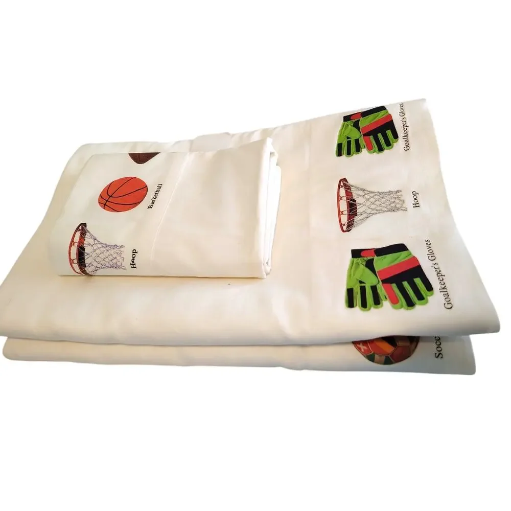 NEW Twin/Single Flat sheet and pillowcase set ALL SPORTS/100% Cotton/super soft!